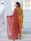 Yellow Colour Rayon Print With Thread Work Kurti With Pant Dupatta Aaradhna 2028 Wholesale Market Surat